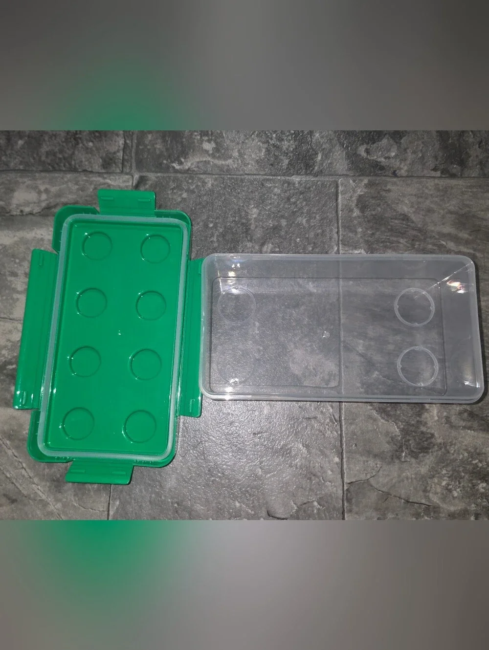 Clear Storage Box with Green Lego Stackable Insert - Home Organization BNIB